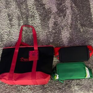 Trader Joe’s mini insulated green and red and full size insulated totes nwt